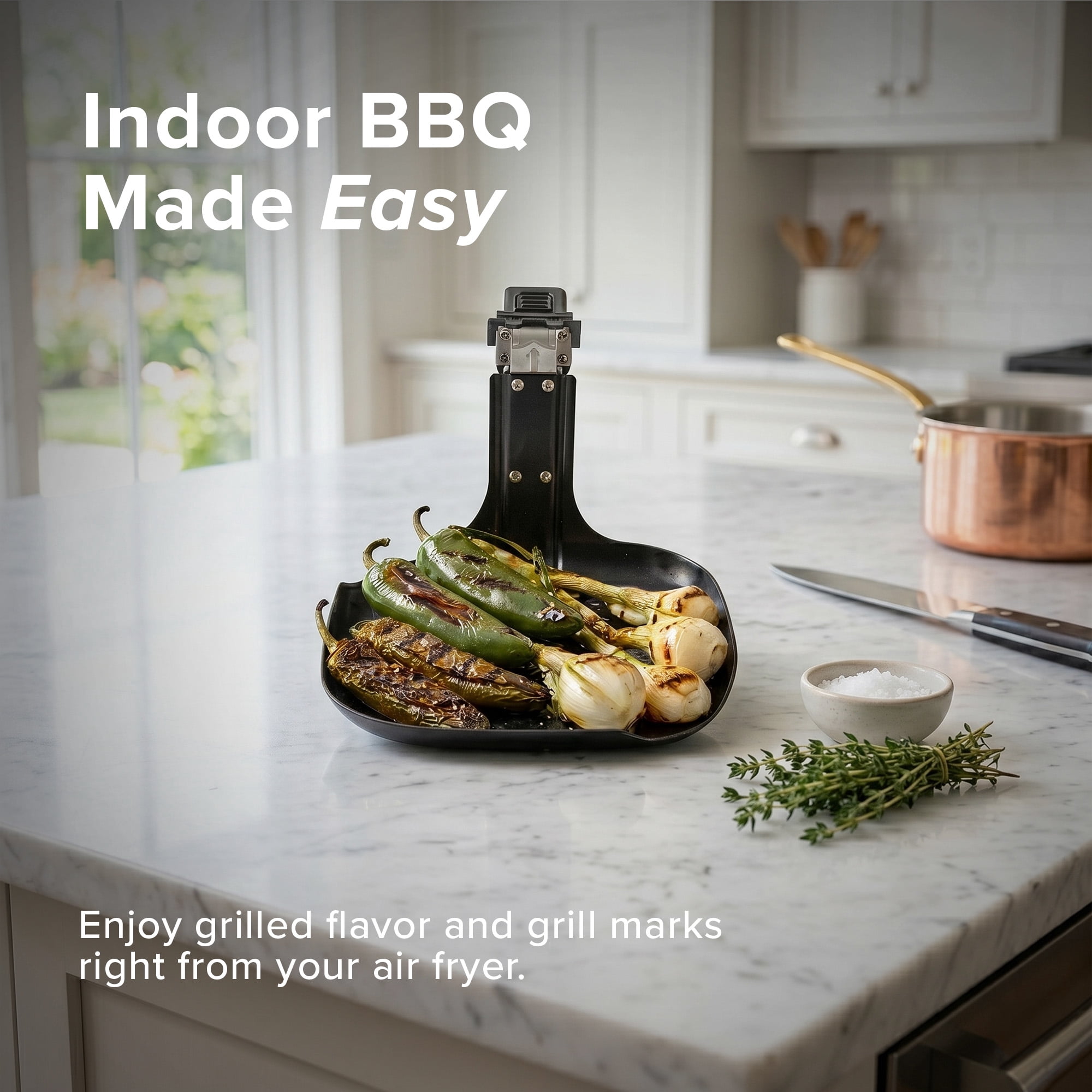 NuWave Brio 6 Quart Brio Air Fryer Grill Pan Accessory, Smokeless Indoor, Bbq, Safe, Black