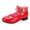 Red, variant on GiLiling Girls Mary Jane Dress Shoes, Polka Dot Lace Ankle Strap, Floral Crystal Applique, Low Heel Princess Flats for Party Dance Wedding (Red, 9.5-10 Years)