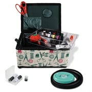 SINGER Sewing Storage Bundle - Sewing Basket, Bobbin Holder, Pin Pal, and Class 15 Bobbins
