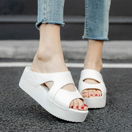 

LnjYIGJ Slippers for Women Summer Women Thick Bottom Slope Heel Shoes Beach Sandals Roman Casual Slippers Slippers