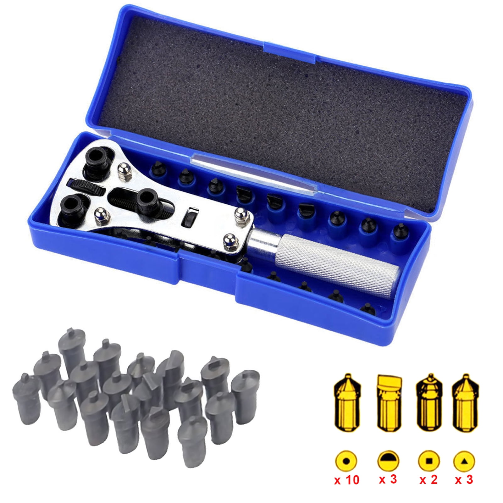 Watch Back Case Opener Wrench Screw Remover Repair Tool Kit Set + Storage Case by