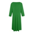 thumbnail image 5 of LISTHA 3/4 Sleeve Dresses for Women Fall Casual Loose Plain Pleated Flowy Midi Dresses Army Green XL, 5 of 5