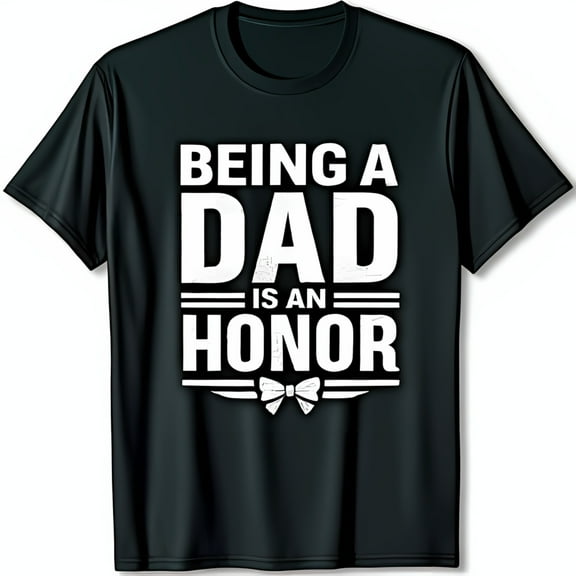 Vintage Black T-Shirt with Being a Dad is an Graphic & Bow Tie