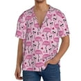 thumbnail image 3 of Xecao offers the Cute Watermelon Flamingo for Men's Casual Short-sleeved Shirt, a button-up collared shirt with a pocket, perfect for beach vacations and yacht travel in the X-Large size., 3 of 7