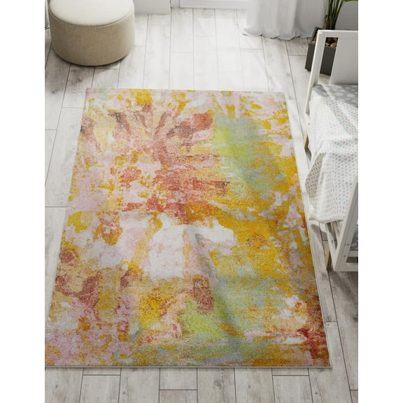 Unique Loom Whimsy Kids Collection Area Rug - Flower (5' 3" x 8' Rectangle Multi/Red)
