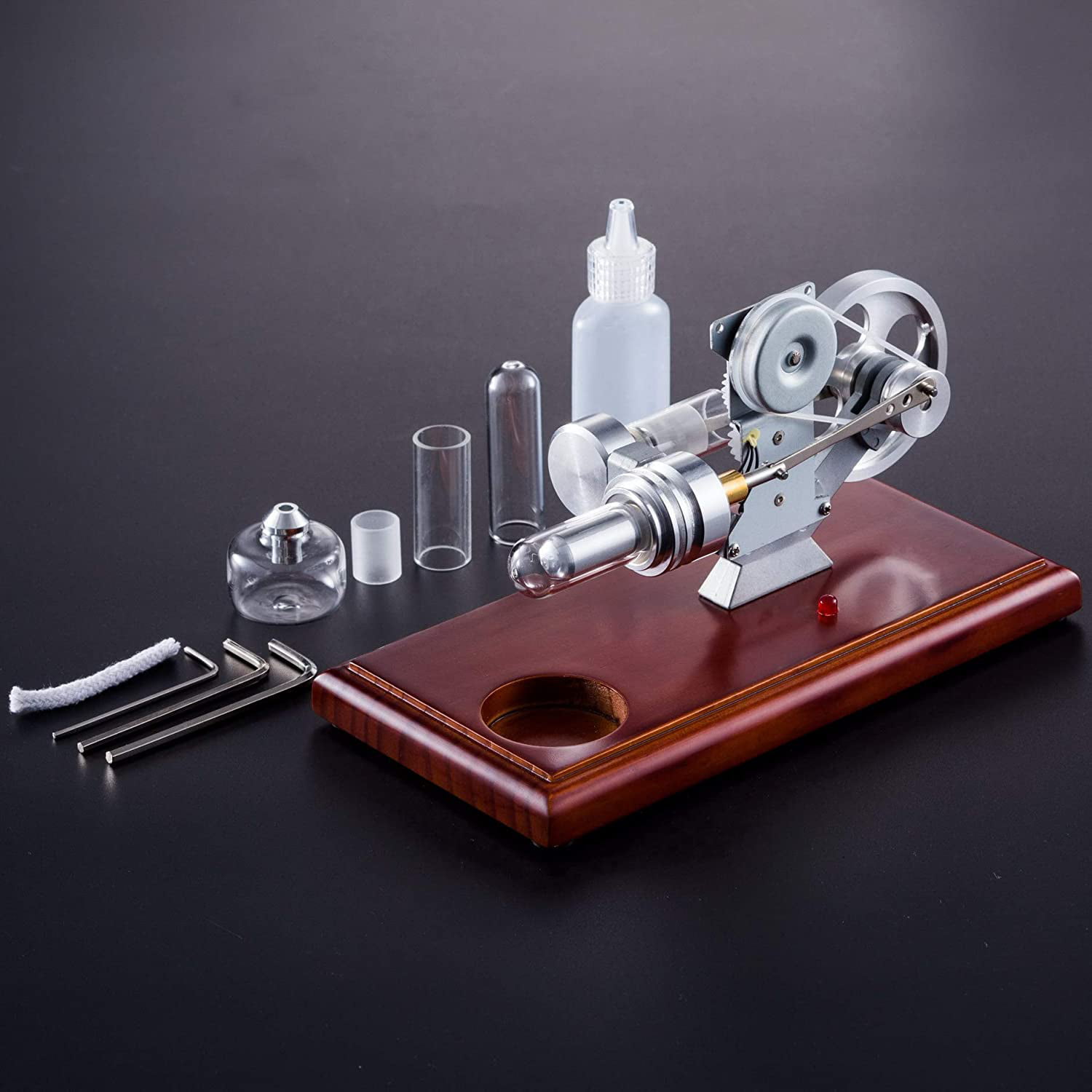 Hot Air Stirling Engine Education Toy Electricity Power LED Generator FD03 G 
