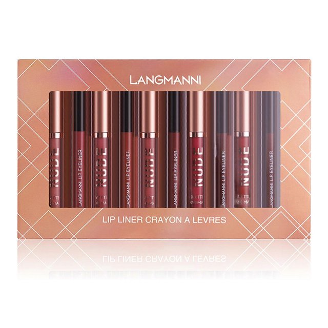 Set de maquillaje de 12 delineadores de labios, 6 labiales líquidos mate + 6 delineadores de labios a juego