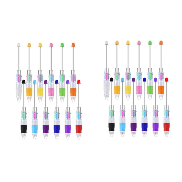 24 BolíGrafos con Cuentas Multicolores 4 en 1, BolíGrafos con Cuentas de Colores, BolíGrafos RetráCtiles para Hacer Bricolaje, Kit para Estudiantes y NiñOs