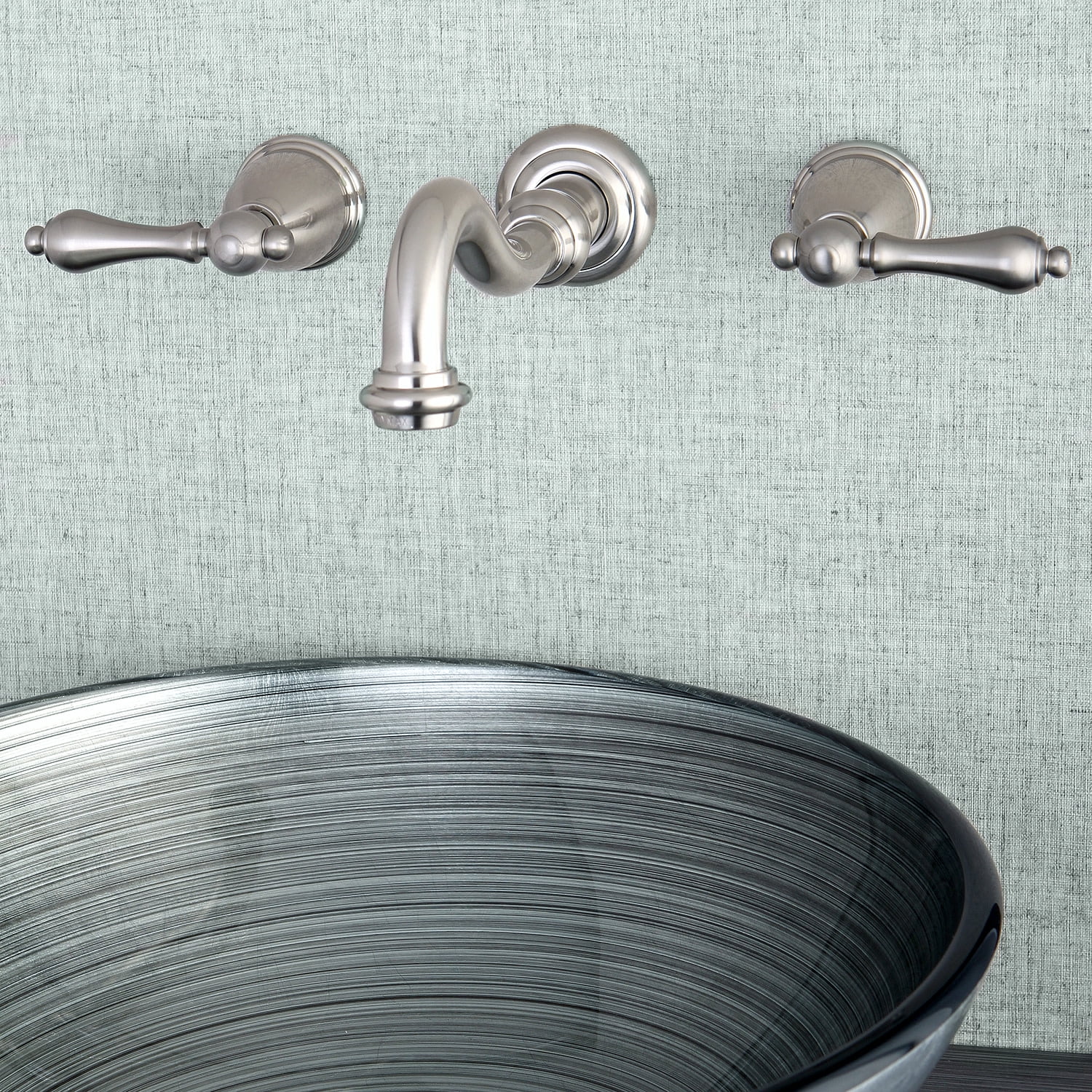 Kingston Brass KS3128AL Vintage 2-Handle Wall Mount Bathroom Faucet, Brushed Nickel