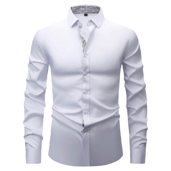 EYWGYA Men's Long Sleeve Shirts,Mens Dress Shirts,Men's Shirts Color Lapel Shirt Business Casual Lightweight Soft Fabric Commute Tops