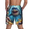 thumbnail image 2 of Lsque Mens Swim Trunks Colorful Underwater Shark Pattern - Bathing Suit Compression Liner - Beach Swim Shorts Swimwear - (S-3XL) - Stretch Quick Dry -Small, 2 of 9