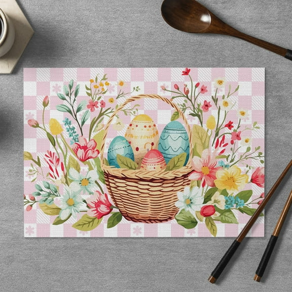Place Mats Set,Decorative Table Place Mats For For In Door Dinning,Heat Insulation Stain Resistant Table Mats(Easter Egg)