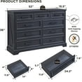 thumbnail image 6 of ACCOHOHO Farmhouse 9 Drawers Dresser, Rustic Wood Dresser Chest of Drawers for Bedroom, TV Stand with Large Drawers for Living Room, Black, 6 of 7