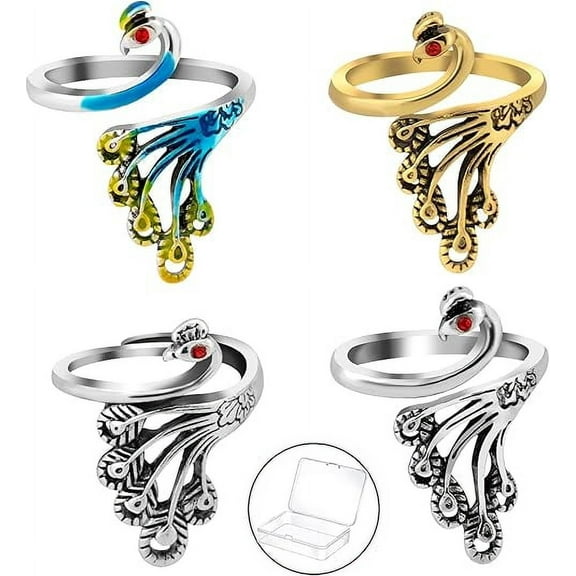 Adjustable Crochet Ring for Perfect Tension - Peacock Design Yarn Guide, Lightweight & Comfortable Crafting Gift for Mom, Grandma (Thanksgiving/Holiday Presents)