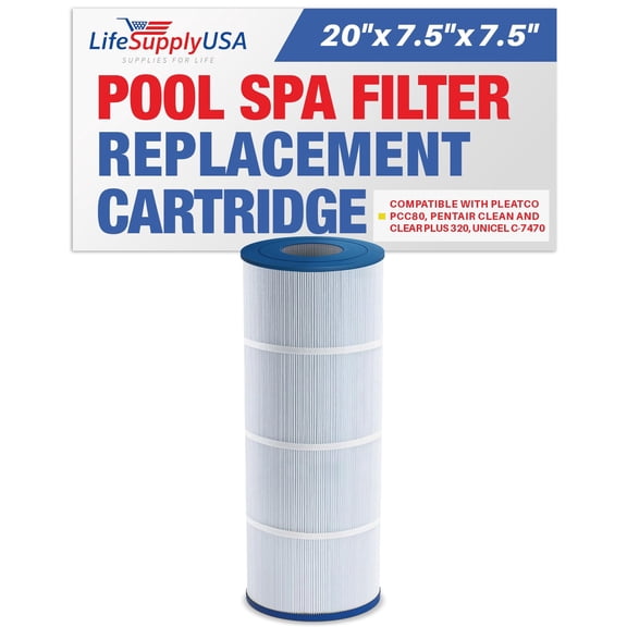 LifeSupplyUSA Pool Filter Replacement for Pleatco Pentair CCP320, PCC80-PAK4, Unicel C-7470, R173573, Filbur FC-1976, 178580, 817-0081, Ultral-A5, Clean and Clear Plus 320 – 20" x 7