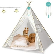 Orian Teepee Tent for Kids Playhouse With LED Lights and Pom Poms