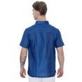 thumbnail image 2 of LA LEELA Men's Hawaiian Short Sleeve Holiday Beach Shirt S Stripes Royal Blue Summer Vacation Holiday, 2 of 6