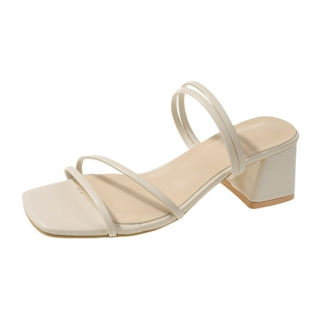 

Ruyang Womens Summer Fashion Sandals Soft Bottom Thin Strap Thick Heel Outside Wear Large Size Women s Wide Width Sandals