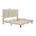 thumbnail image 2 of King Size Platform Bed with 54 "High Headboard, Wooden Mid Century Bed Frame with Slat Support and High Back Design, Stylish High Headboard Bed for Reading or Relaxing, No Box Spring Needed, Beige, 2 of 7