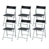 Homy Casa Set of 6 Folding Chair 15.4'' Lightweight Commercial Chair with Plastic Seat and Premium Steel Frame for Home Office Waiting Room Party Indoor Outdoor Events, Black