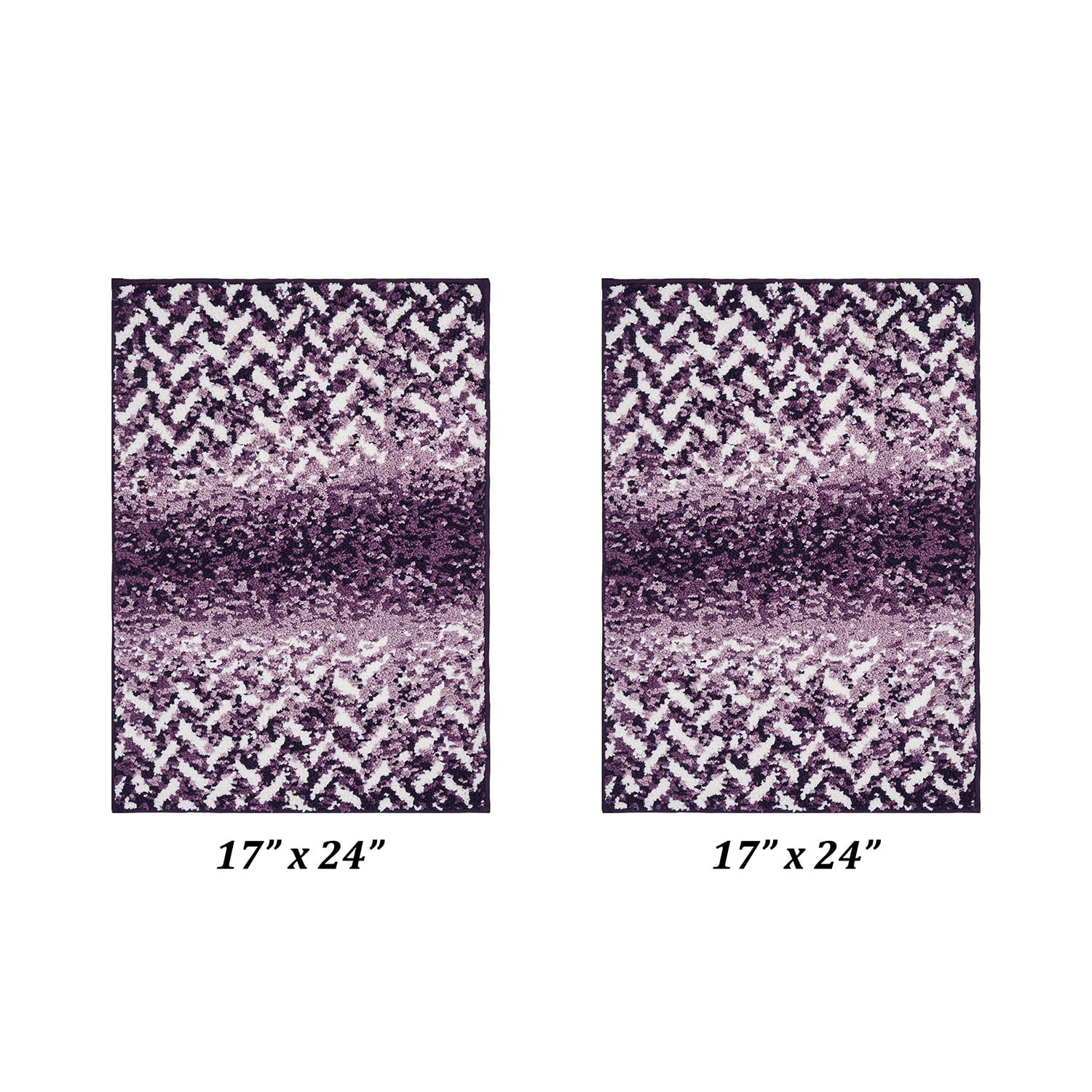 Better Trends Bath Rug Set 2 Piece Bath Mat Non Slip Micro Polyester Bathroom Floor Set, Shower, Tub, Casablanca Collection – (Purple)