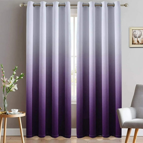 Cortinas Yakamok con bloqueo de luz, color morado degradado, 132 x 213 cm, 2 paneles