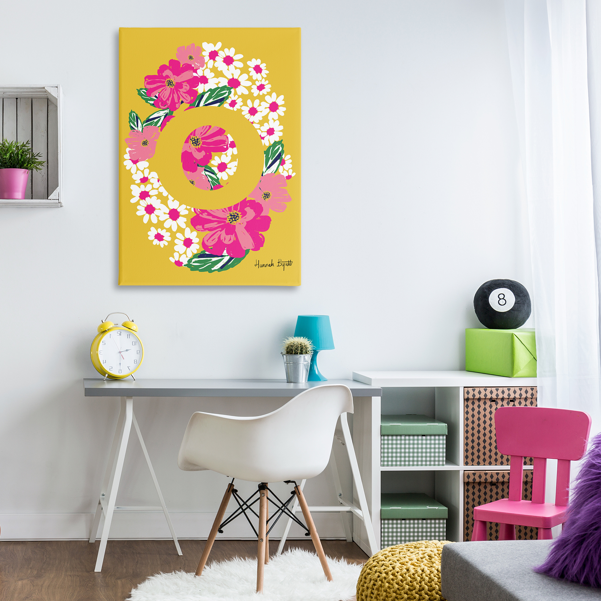 Stupell Industries Floral Bloom Letter O Botanical & Floral Painting Gallery Wrapped Canvas Art Print Wall Art, 30 x 45