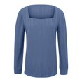 thumbnail image 5 of SEAOPEN Womens Puff Short Sleeve Sweater Crew Neck Pullover Tops Ribbed Knit Sweater Blouse under $10.00 Blue,M, 5 of 5