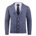 thumbnail image 2 of Lovzfmll Men's Cardigan, Shawl Collar Cable Knit Button Pocket, Casual Long Sleeve Sweater for Men, 3XL, 2 of 5