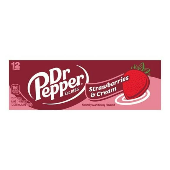 Dr Pepper Strawberries and Cream, 12 fl oz 12 cans, (1case)