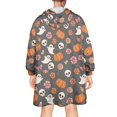 thumbnail image 2 of Halloween Pumpkin Candy Gray Wearable Blanket Hoodie, Flannel Oversized Sweatshirt Blanket with Sleeves & with Sleeves & Pockets, Comfort Gifts Ideas for Wife Son Mom Husband Daughter, 2 of 6
