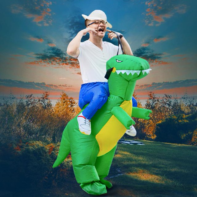 Disfraz Premium Disfraz de dinosaurio inflable para montar en 3D, disfraz de Halloween, traje de Cosplay (L Ygjytge multicolor Adulto Única para Unisex