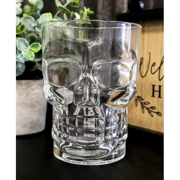 Ebros Day of The Dead Grinning Skull Cranium Novelty Glass Mug W/ Bone Handle