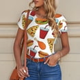 thumbnail image 6 of KLL Women 's Crew Neck Bodysuit Jumpsuits Hot Dog Burger Print Short onesies Stretch T Shirts, 6 of 7