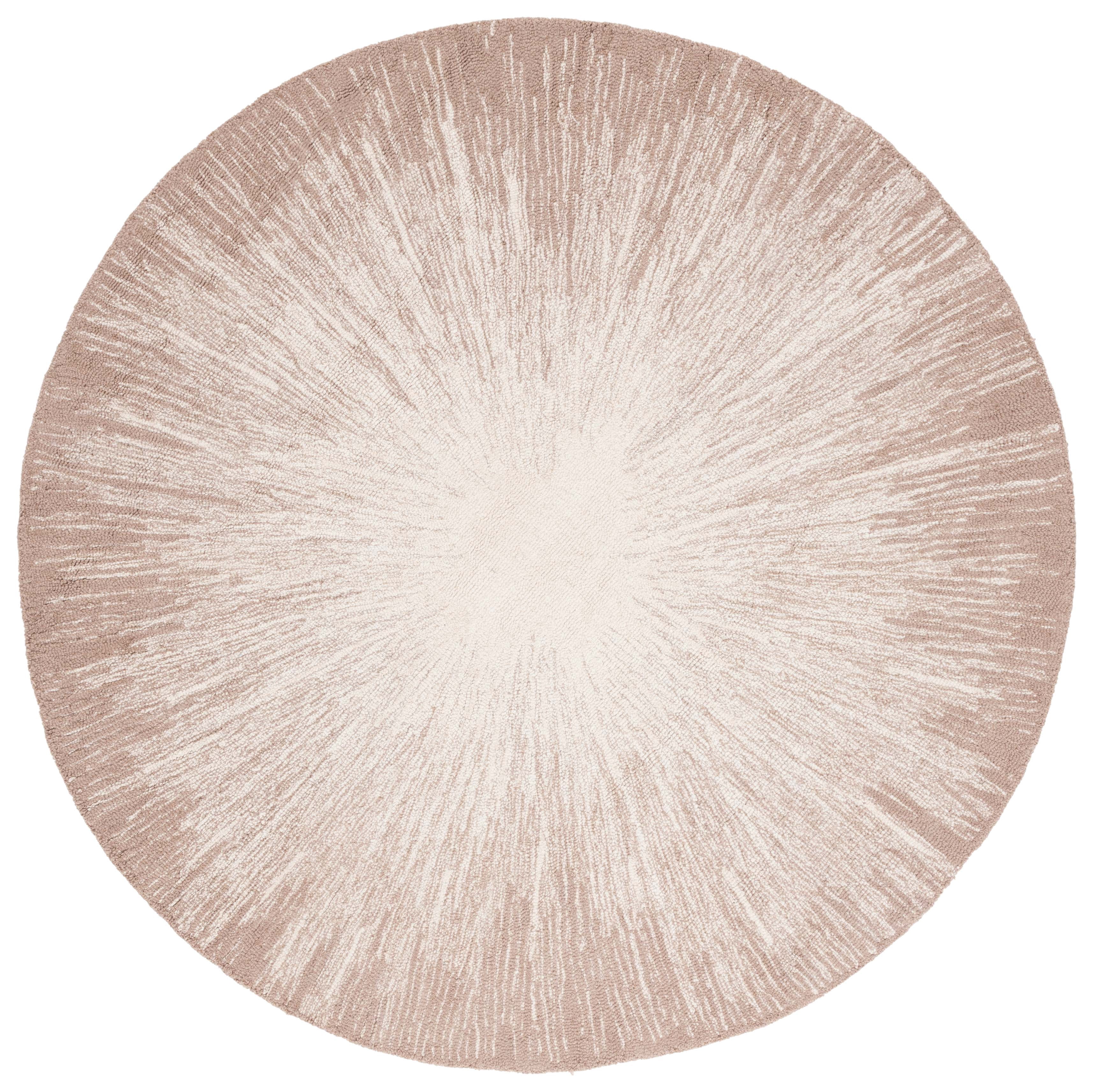 SAFAVIEH Abstract Olivera Radiate Area Rug, Ivory/Dark Beige, 6' x 6' Round