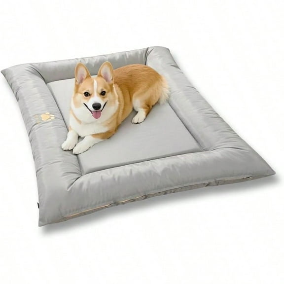 Dog Bed For Dog Crate Oxford Puppy Crate Pad Waterproof Pet Beds Outdoor Cage Mat Easy Rinse Grey 36*23*3 Inch