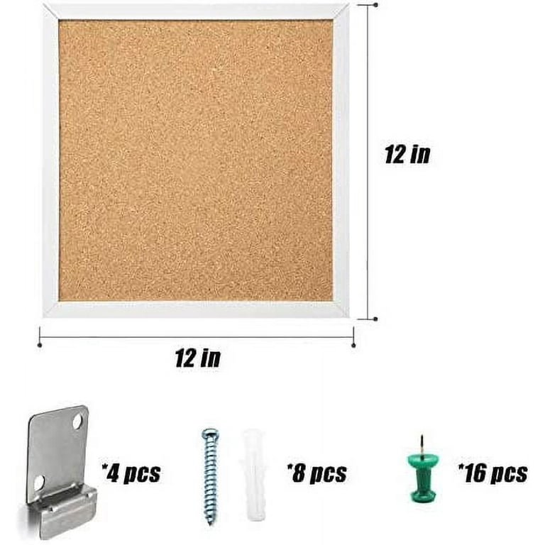 Yettsoy Cork Board Tiles 12 X 12 - 1/2 Thick Square Cork Board Bulletin  Board for Wall, 6 Pack Self Adhesive Notice Pin Board Picture Board with 60