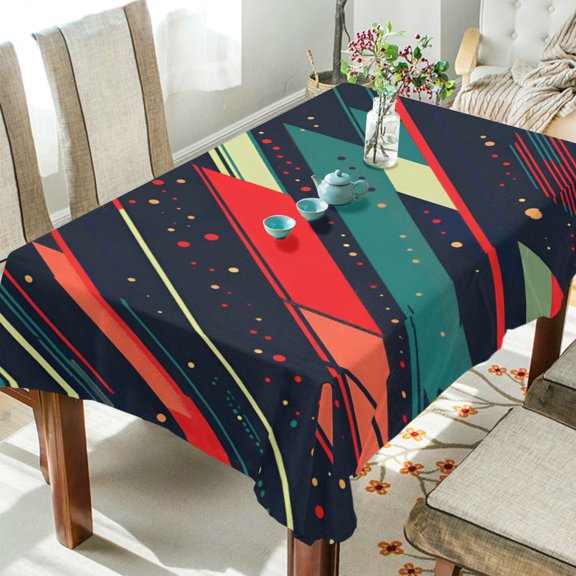 Yayeee Tablecloths 54" x 54" Rectangle Wrinkle Resistant Party Table Cover, Orange Abstract Lines