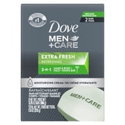 Dove Men+Care Bar 3 In 1 Cleanser For Body, Face, And Shaving To Clean And Hydrate Skin Extra Fresh Body And Facial Cleanser More Moisturizing Than Bar Soap ,3.75 oz 2 Bars