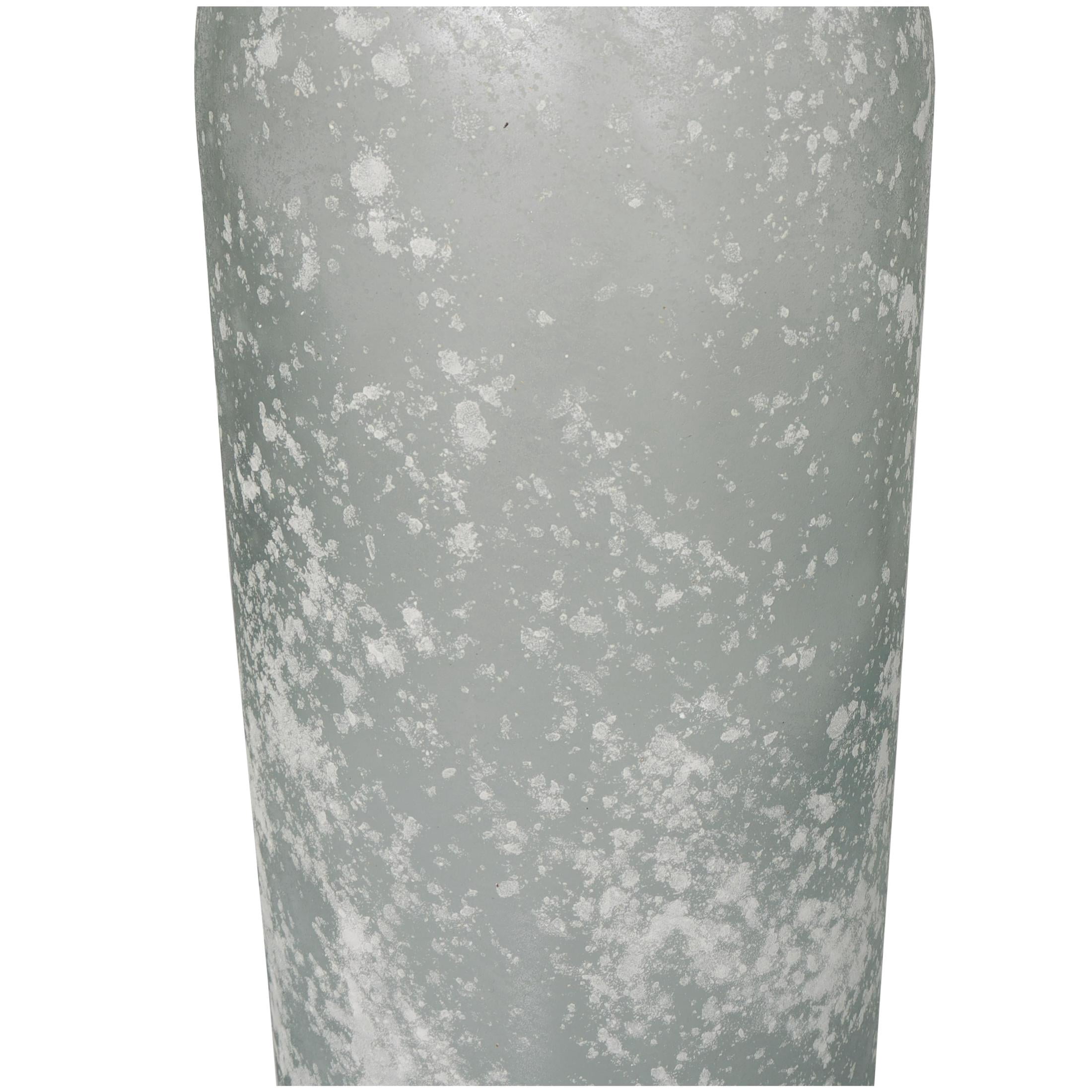 DecMode 29" Handmade Frosted Spanish Bottle Light Blue Recycled Glass Vase