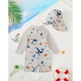thumbnail image 3 of KIMI BEAR 18 Months Infant Baby Boys One-piece Swimsuit 24 Months Swimwear Full Zipper UPF 50+ Sun Protection Shark Print One Piece Bathing Suit Rash Guard and Hat Beachwear Sunsuit Gray, 3 of 10