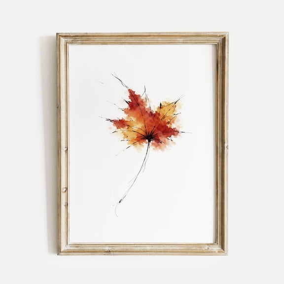 Maple Leaf Ink and Minimalist Botanical Wall Art Modern Nature Leaves Illustration Organic Contemporary Decor Unframed Paper Print
