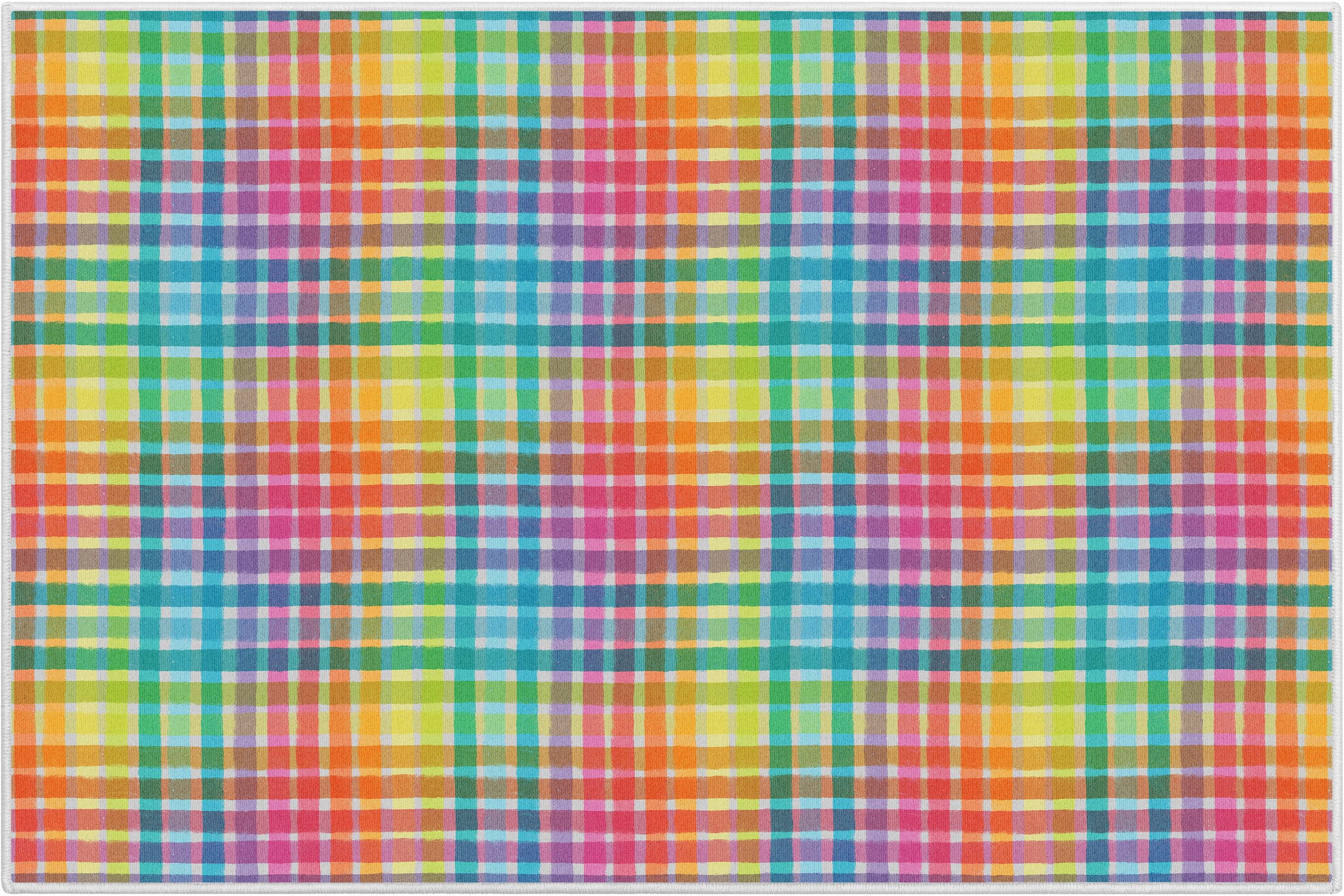 Crayola Collection By Well Woven Multi Plaid Multicolor 3'3" x 5' Area Rug