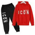 thumbnail image 5 of Conjuntos de ropa de moda para niños y niñas de 2 a 13 años, sudadera con capucha y pantalones de manga larga con estampado de letras, informal, para primavera y otoño, 5 of 5