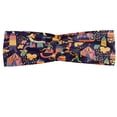thumbnail image 1 of Cartoon Headband, Carnival Pattern with Circus Carts Doodle Style Castles and Houses Illustration, Elastic and Soft Women's Bandana for Sports and Everyday Use, Grey Red Coconut, by Ambesonne, 1 of 3