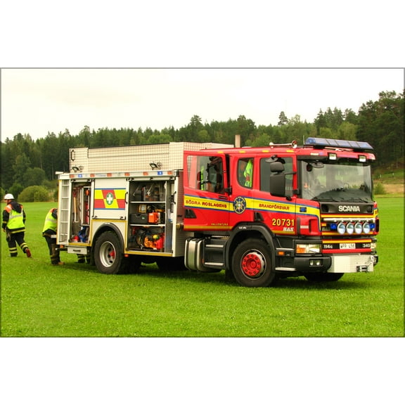 24"x36" Gallery Poster, Scania Fire truck engine