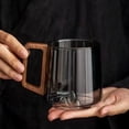 thumbnail image 4 of Tasse à Thé en Verre pour Hommes Femmes avec Poignée en Bois Résistante à la Chaleur pour Bureau 1 Unité, 4 of 5