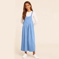 thumbnail image 4 of Girls Overall Dress Sleeveless Button Strap Solid Color Romper Midi Dresses Casual Loose Outfits With Pockets (13-14 Years, Blue), 4 of 9