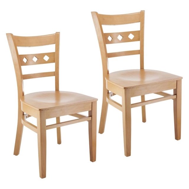Chaise d'Appoint en Diamant Naturel avec Assise en Bois (Lot de 2)