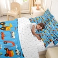 thumbnail image 4 of Castle Fairy Cartoon Construction Truck Twin Bedding Sets 7-Piece for Kids,Cute Excavator Vehicle Bedding Comforter Set for Bedroom,Bright Blue, 4 of 7